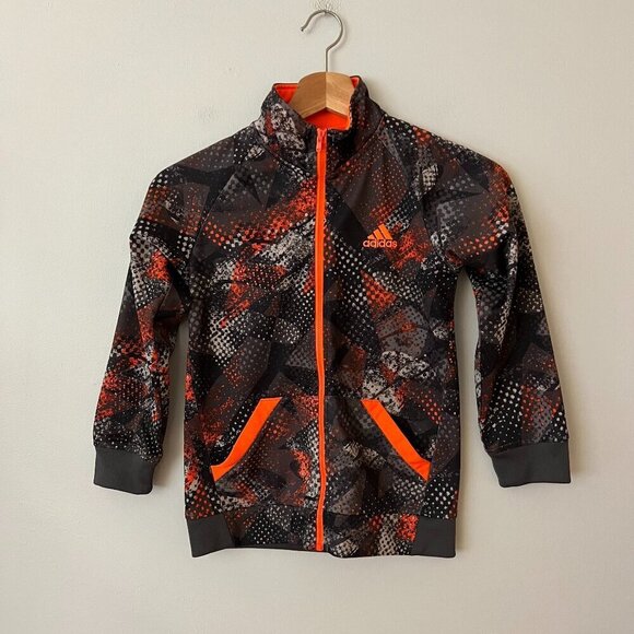 Adidas Gray Orange Track Jacket Kid's Size 7X - Picture 1 of 5